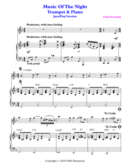 Music Of The Night For Trumpet And Piano Video Page 2