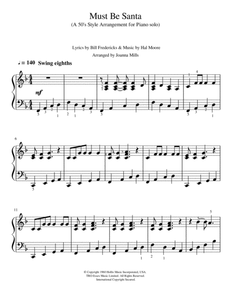 Must Be Santa A 50s Style Piano Solo Page 2