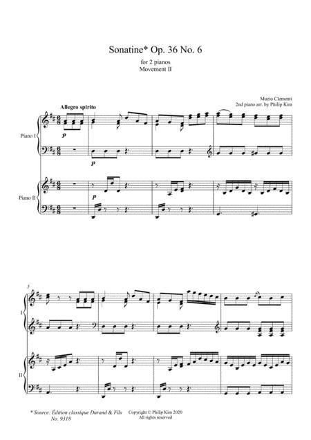 Muzio Clementi Piano Sonatine Op 36 No 6 2nd Movement For 2 Pianos Page 2