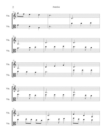 My Country Tis Of Thee America For Violin And Viola Page 2