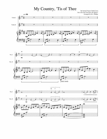 My Country Tis Of Thee Violin Duet With Piano Accompaniment Page 2