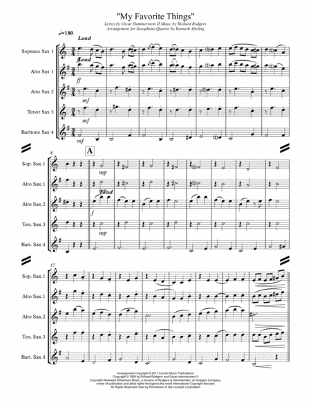 My Favorite Things For Saxophone Quartet Satb Or Aatb Page 2