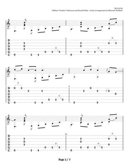 My Girl For Fingerstyle Guitar Tuned Cgdgad Page 2