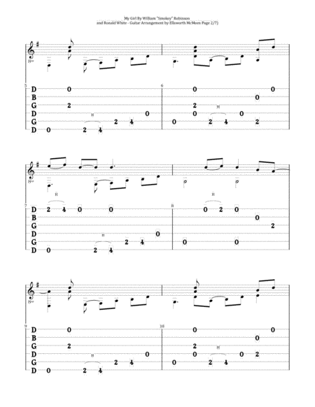 My Girl For Fingerstyle Guitar Tuned Open G Dgdgbd Page 2