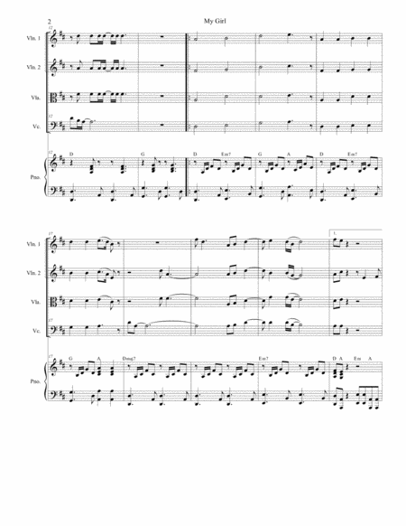 My Girl For String Quartet And Piano Page 2