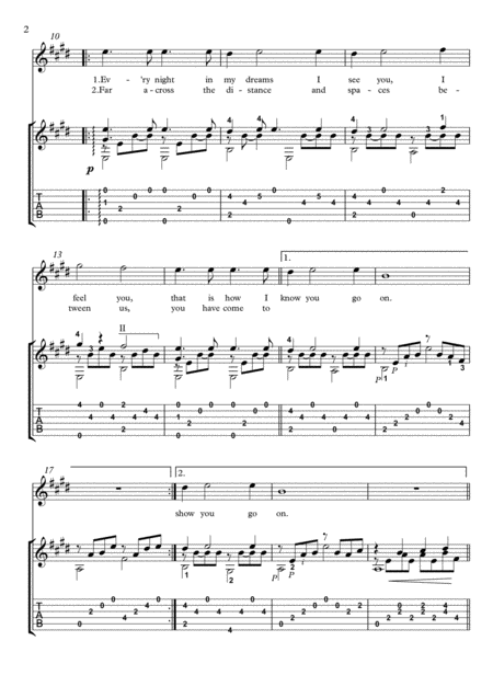 My Heart Will Go On Classical Guitar Page 2