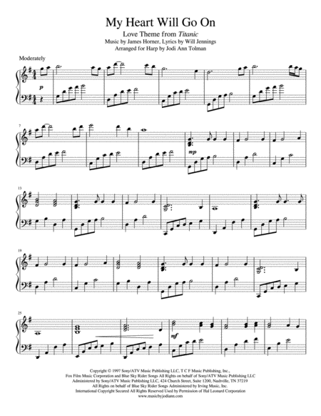 My Heart Will Go On Love Theme From Titanic Harp Solo Page 2