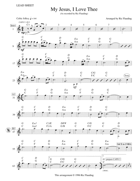 My Jesus I Love Thee Lead Sheet Page 2