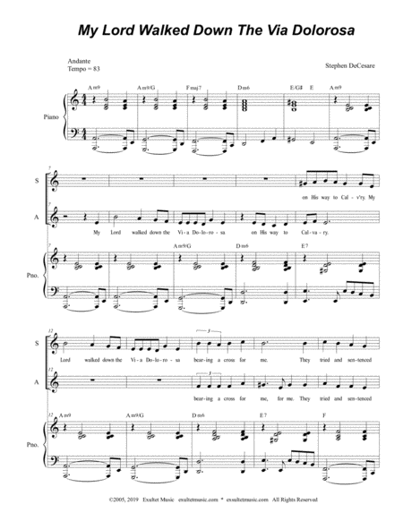 My Lord Walked Down The Via Dolorosa Duet For Soprano And Alto Solo Page 2