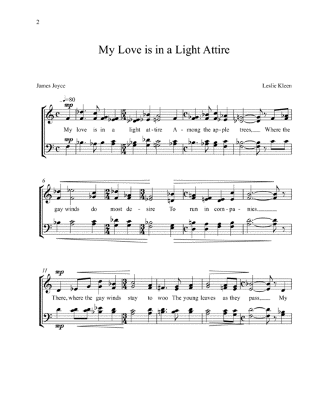 My Love Is In A Light Attire For Satb A Cappella Page 2
