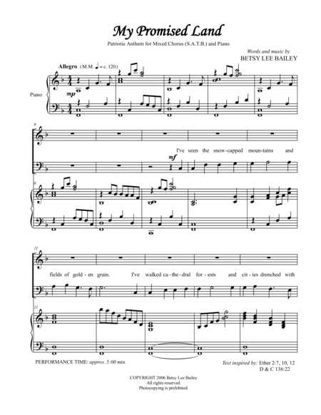 My Promised Land Patriotic Anthem Satb Page 2