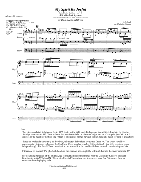 My Spirit Be Joyful Brass Quartet And Organ Page 2
