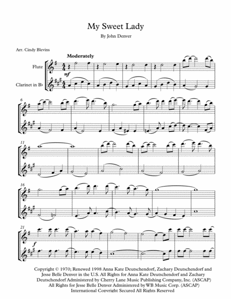 My Sweet Lady For Flute And Clarinet Page 2