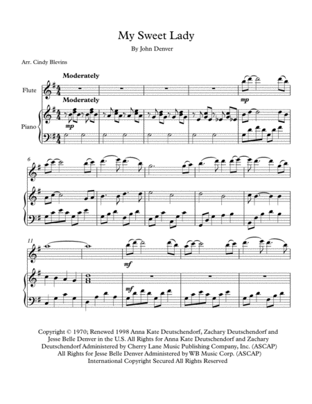 My Sweet Lady For Piano And Flute Page 2