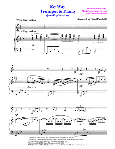 My Way For Trumpet And Piano Jazz Pop Version Page 2