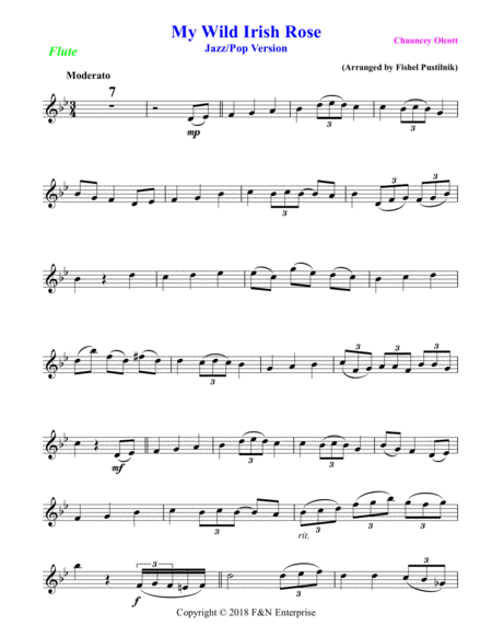 My Wild Irish Rose For Flute With Background Track Jazz Pop Version Page 2