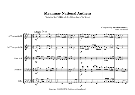 Myanmar National Anthem For Brass Quintet Page 2