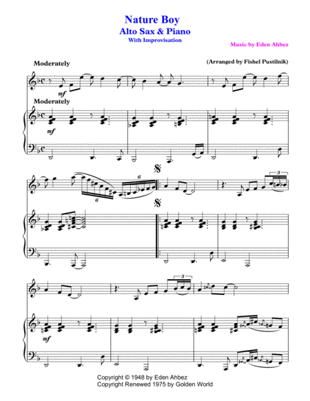 Nature Boy For Alto Sax And Piano With Improvisation Video Page 2