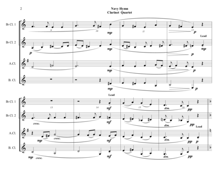 Navy Hymn Eternal Father Strong To Save Clarinet Quartet Page 2