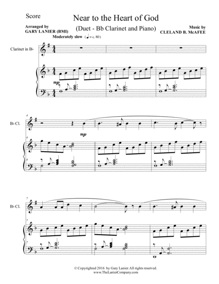 Near To The Heart Of God Duet Bb Clarinet Piano With Score Part Page 2