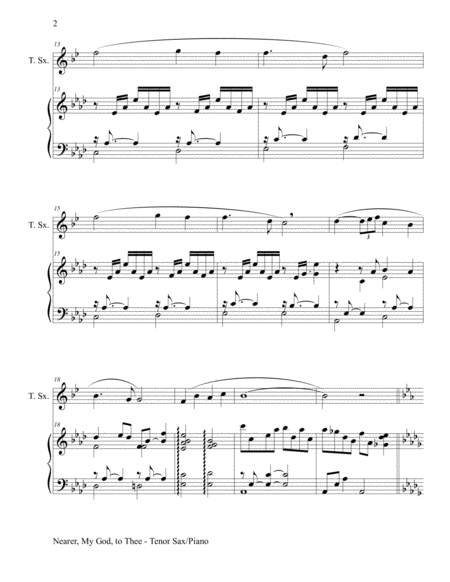 Nearer My God To Thee Duet Tenor Sax Piano With Score And Instrument Part Page 2