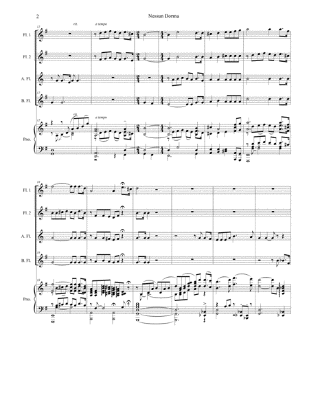 Nessun Dorma For Flute Choir And Piano Page 2