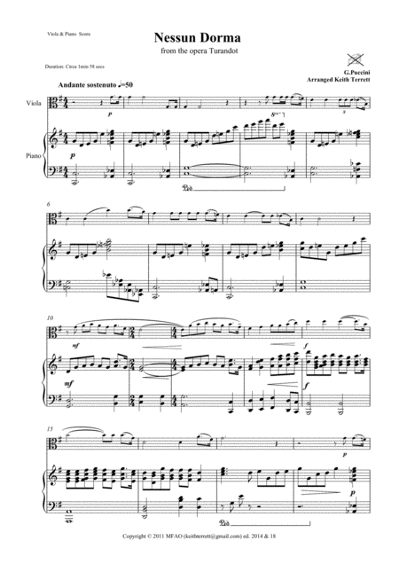 Nessun Dorma For Viola Piano Page 2