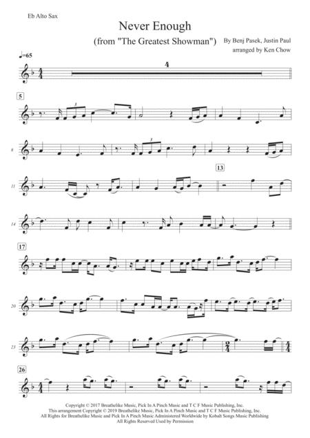 Never Enough From The Greatest Showman Alto Saxophone Solo Transcription Original Key Page 2