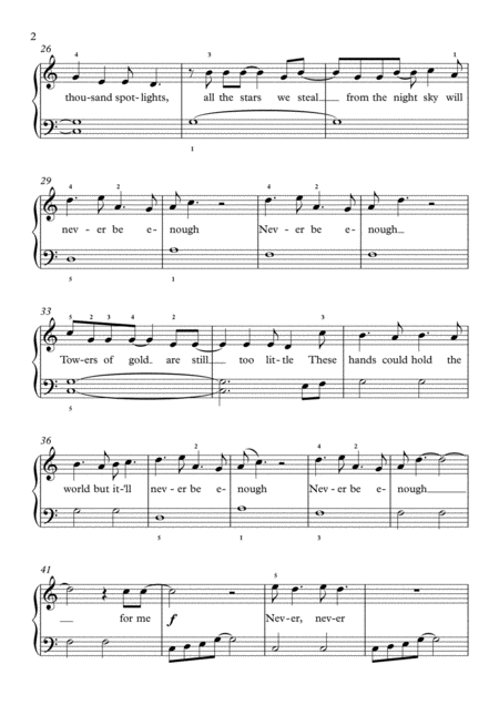 Never Enough From The Greatest Showman Easy Piano Page 2