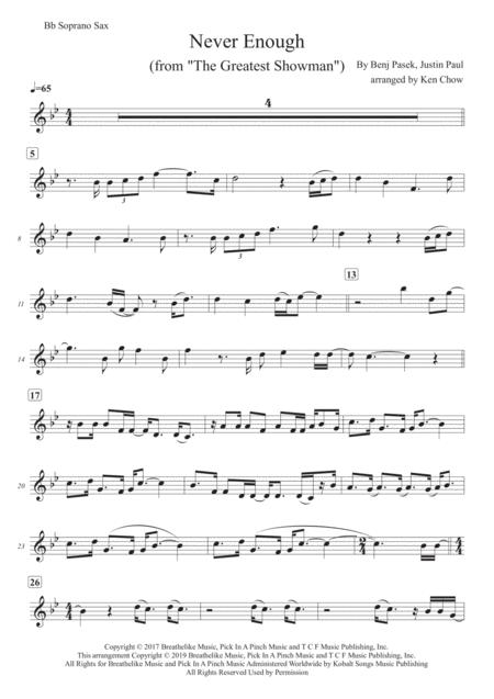 Never Enough From The Greatest Showman Soprano Saxophone Solo Transcription Original Key Page 2