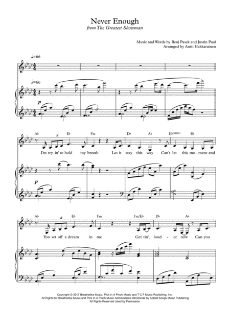 Never Enough From The Greatest Showman Voice Piano Page 2