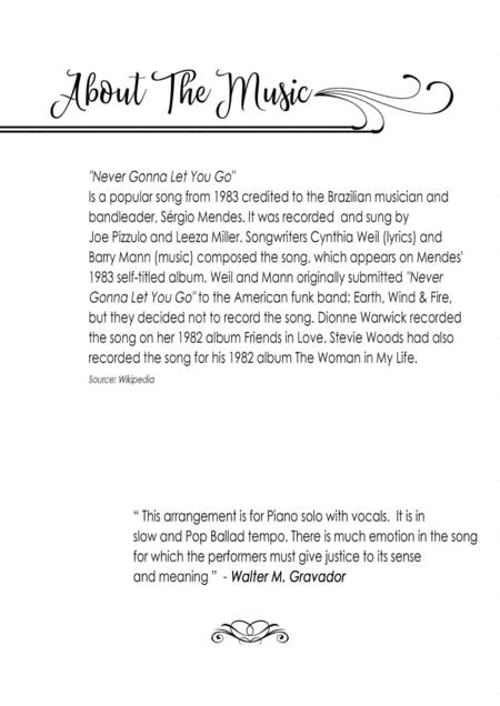 Never Gonna Let You Go Piano Solo And Vocals Page 2