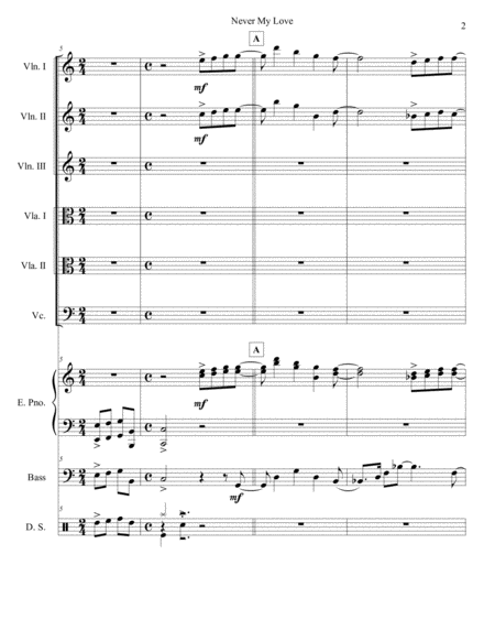 Never My Love String Sextet Page 2