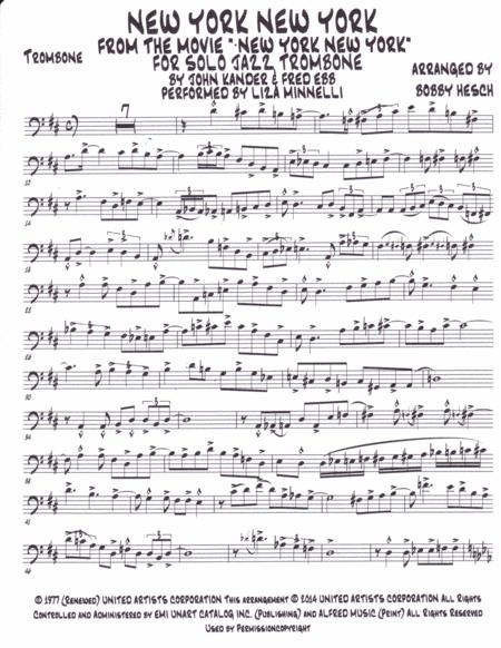 New York New York From The Movie New York New York For Solo Jazz Trombone Page 2