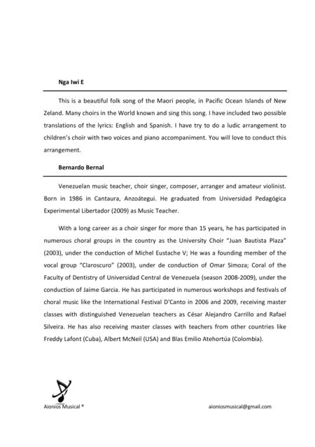 Nga Iwi E Sa With Piano Accompaniment Page 2