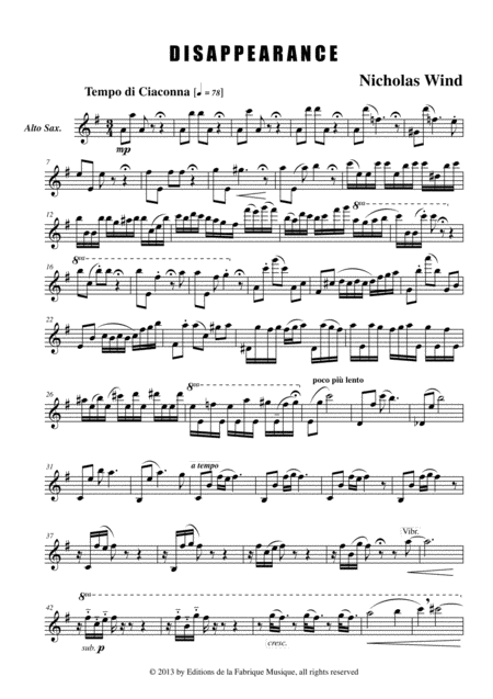 Nicolas Wind Disappearance For Solo Alto Saxophone Page 2