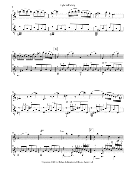 Night Is Falling For Flute C Instrument And Classical Guitar Page 2
