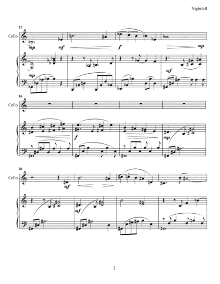 Nightfall For Cello And Piano Page 2
