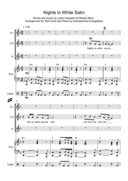 Nights In White Satin Ssa Piano Page 2