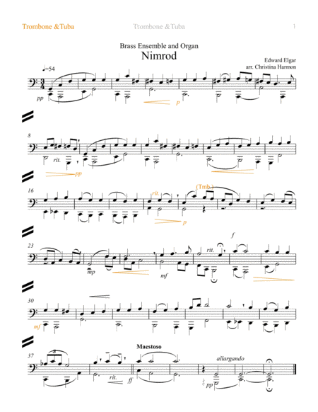 Nimrod From Enigma Variations In C Major For Brass Quintet And Optional Organ And Timpani Page 2