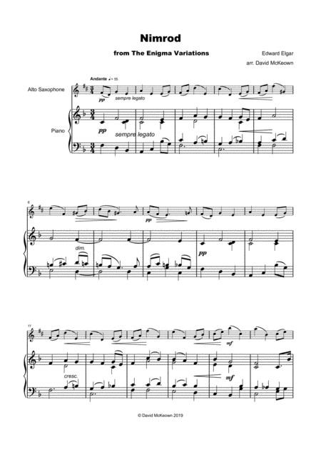 Nimrod From The Enigma Variations By Elgar For Alto Saxophone And Piano Page 2