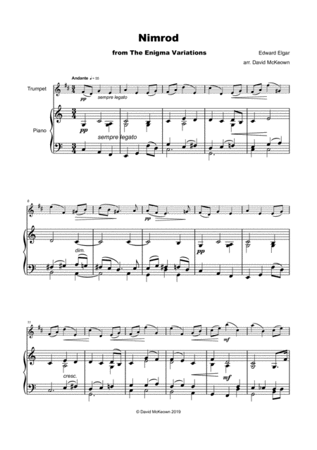 Nimrod From The Enigma Variations By Elgar For Trumpet And Piano Page 2