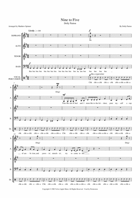 Nine To Five Dolly Parton Satb A Cappella Page 2