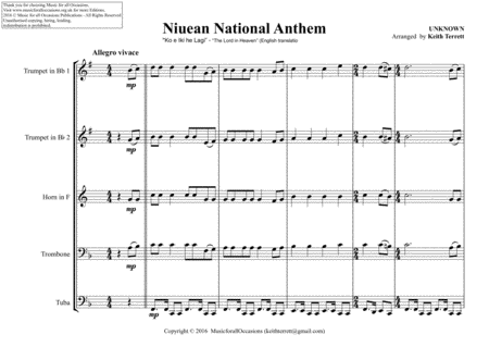 Niuean National Anthem For Brass Quintet Page 2