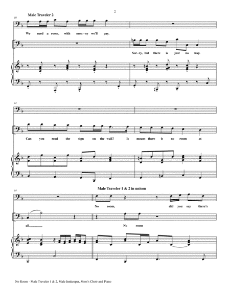 No Room For 3 Male Soloists Mens Choir And Piano Page 2