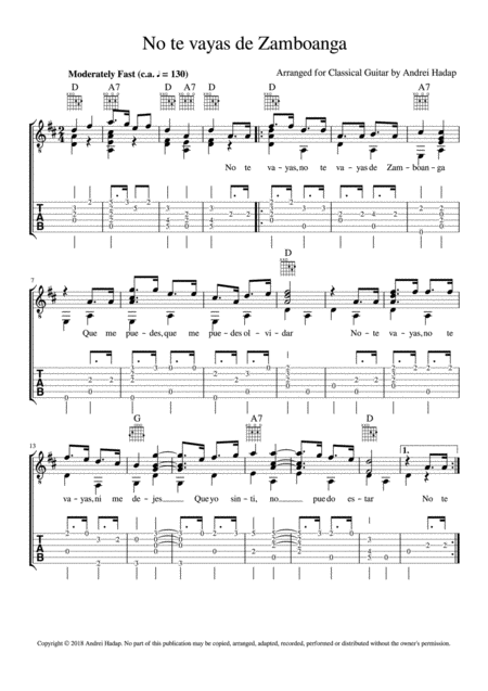 No Te Vayas De Zamboanga Fingerstyle Guitar With Tab Page 2