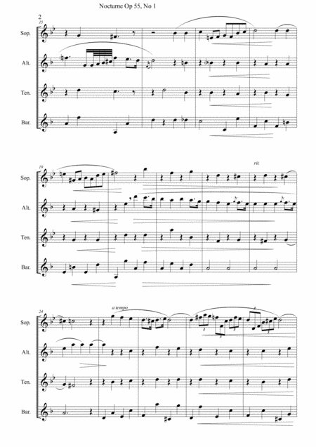 Nocturne F Chopin Op55 N1 For Sax Quartet Satb Page 2