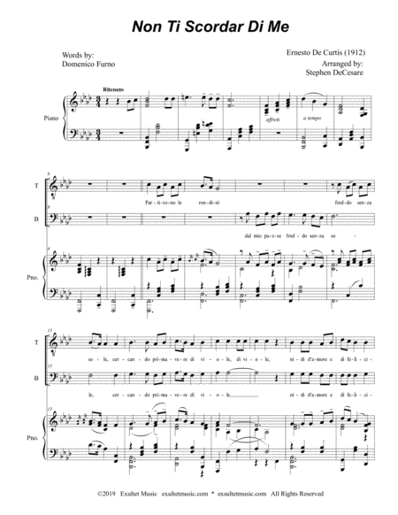 Non Ti Scordar Di Me For 2 Part Choir Tb Page 2