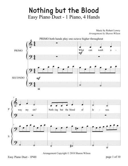 Nothing But The Blood Easy Piano Duet 1 Piano 4 Hands Page 2