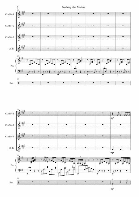 Nothing Else Matters Ensemble De Clarinette Piano Et Batterie Page 2